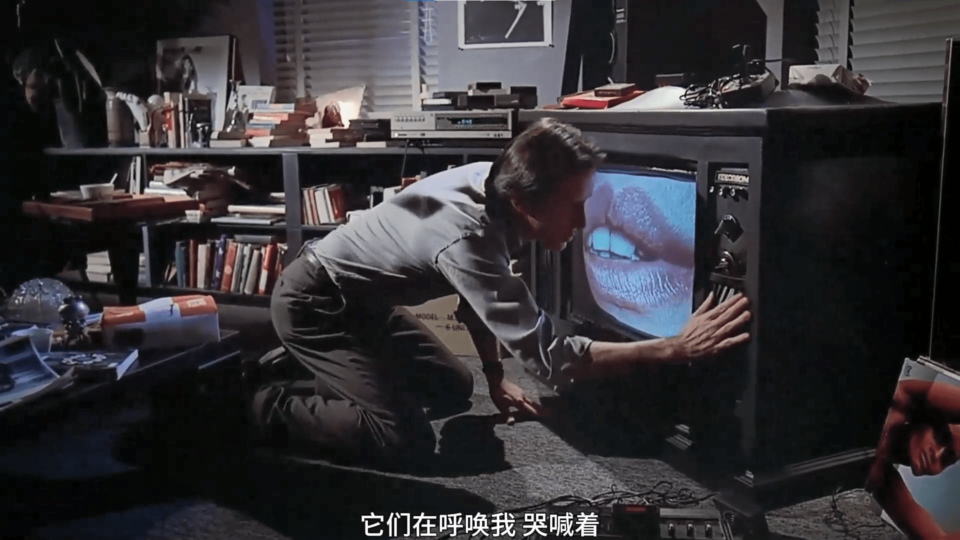 Screenshot from the documentary "Kim's Video" (referencing the film "Videodrome")